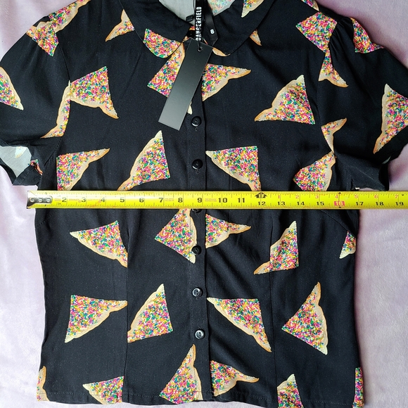 Dangerfield Black Fairy Bread Print Women's Blouse - Picture 3 of 5